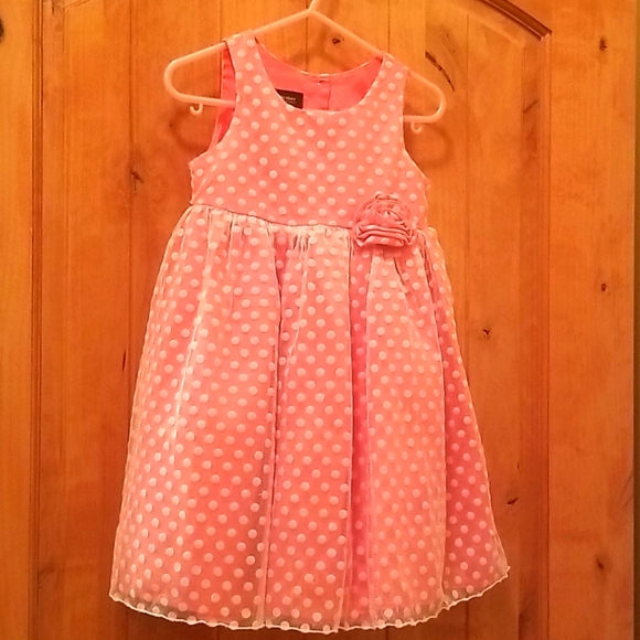 Peach polka dot fancy toddler dress (3T) - Picture 1 of 8